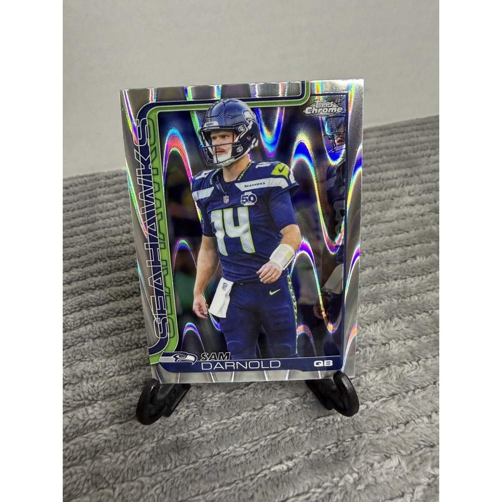 2025 Topps Chrome Football NFL Sam Darnold Refractor #275 Seahawks Super Bowl